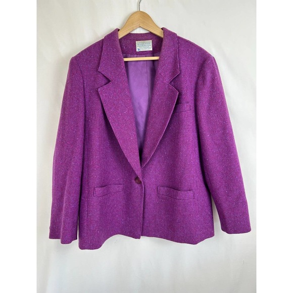 Pendleton Jackets & Blazers - Pendleton Blazer Jacket Women's Size 22 Purple 100% Wool Notch Lapel Long Sleeve